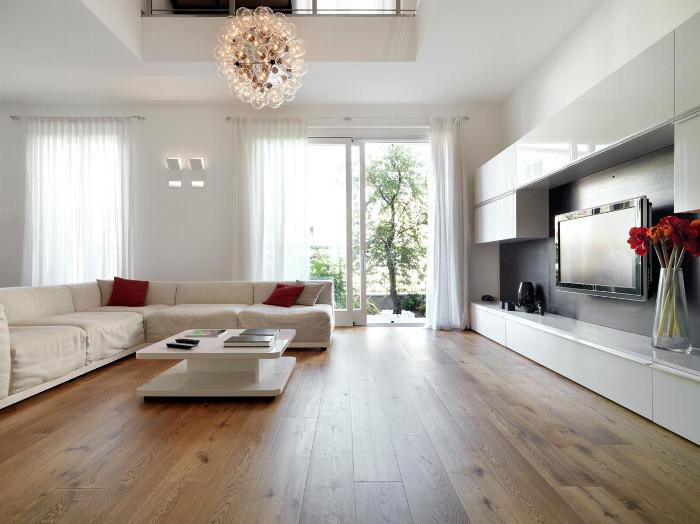 Living room with wood floor